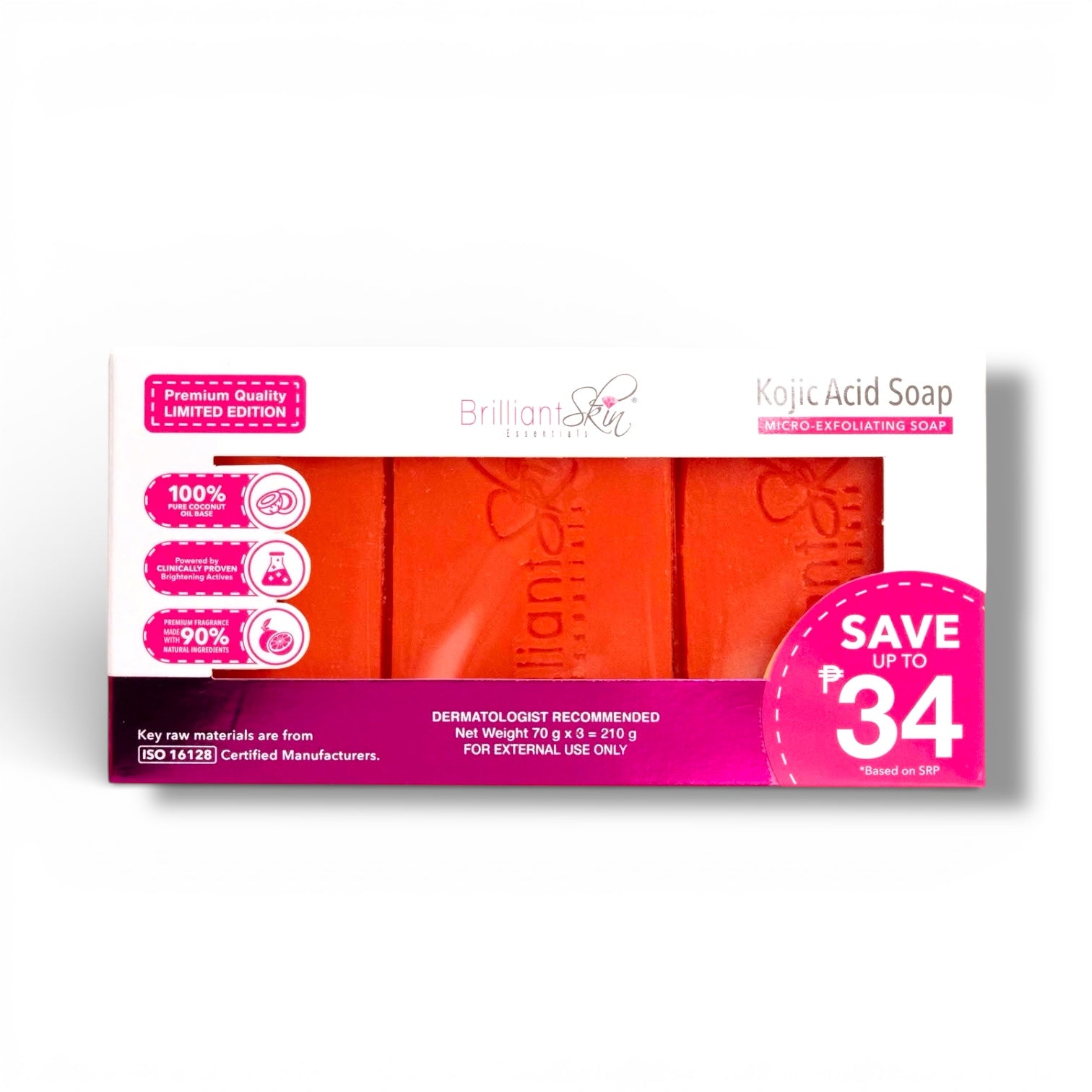 Brilliant Skin - Kojic Acid Soap 70gx3 ( 3 pc / box )