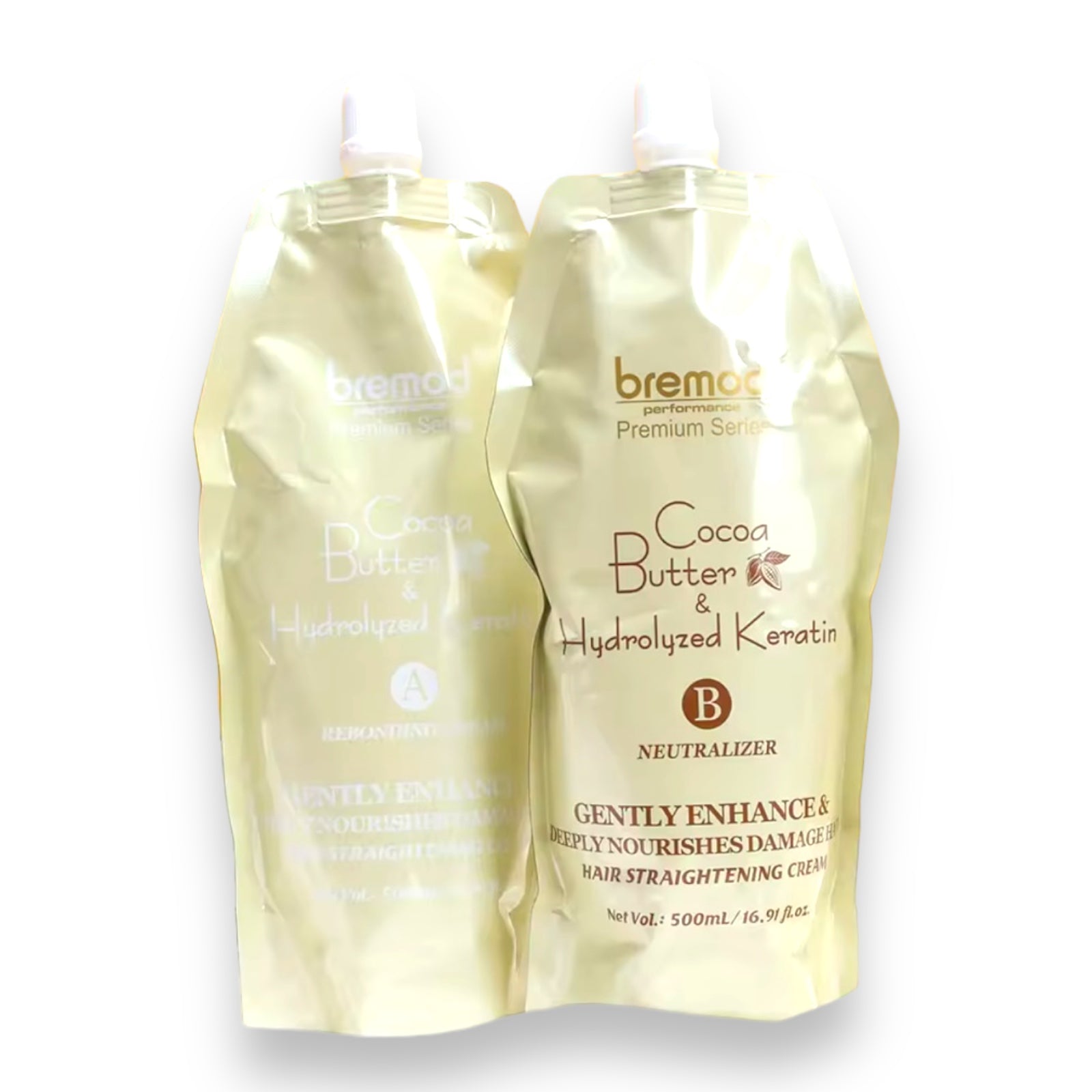 Bremod - Cocoa Butter & Hydrolized Keratin Hair Straightening Cream - ( A & B set - 500 ml each )