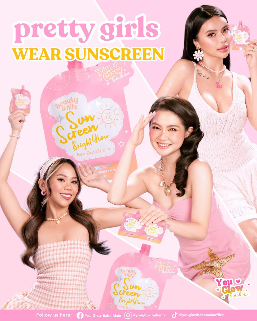 You Glow Babe - Beauty White “ SUNSCREEN” Bright Glow SPF 50 - 25g