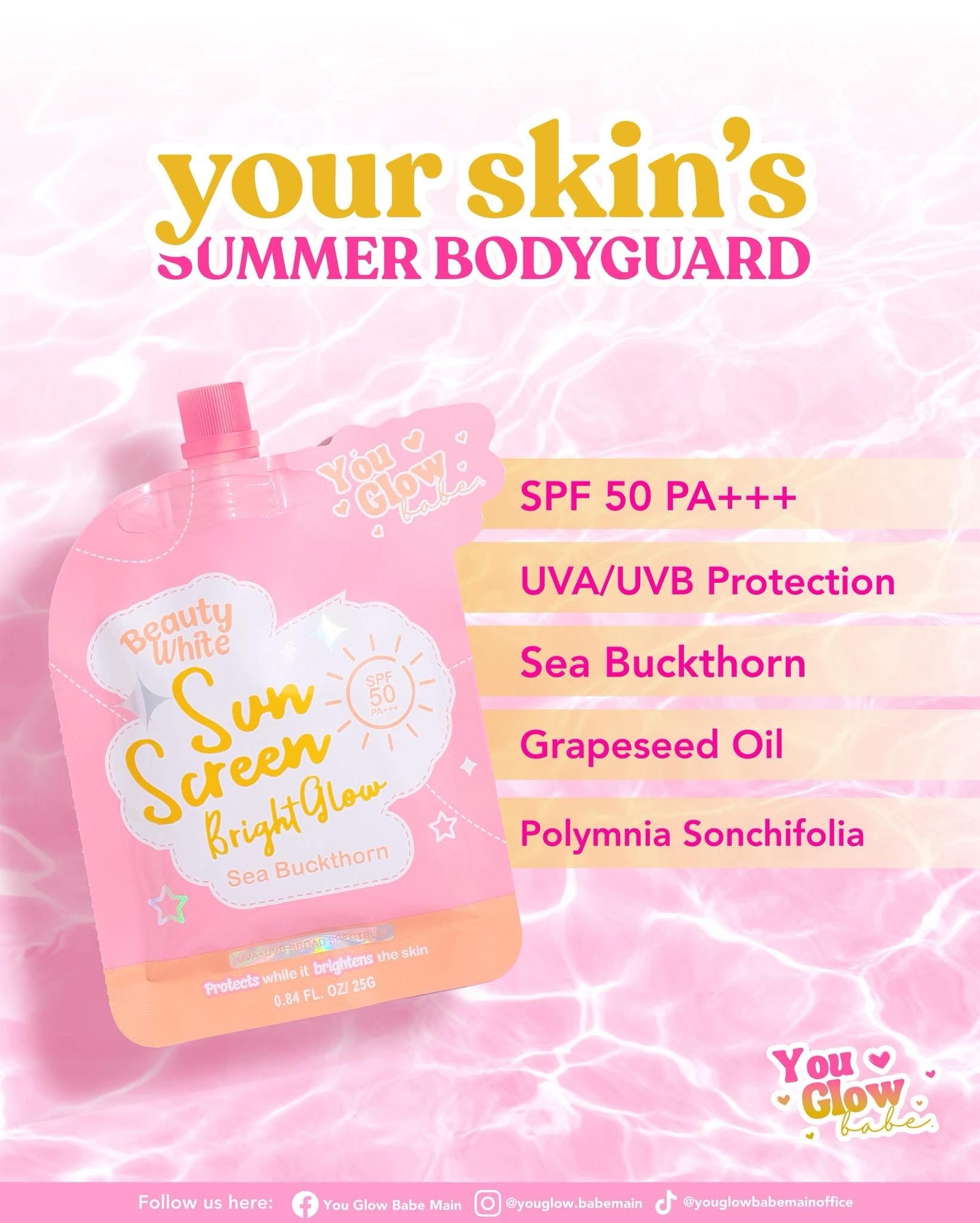 You Glow Babe - Beauty White “ SUNSCREEN” Bright Glow SPF 50 - 25g