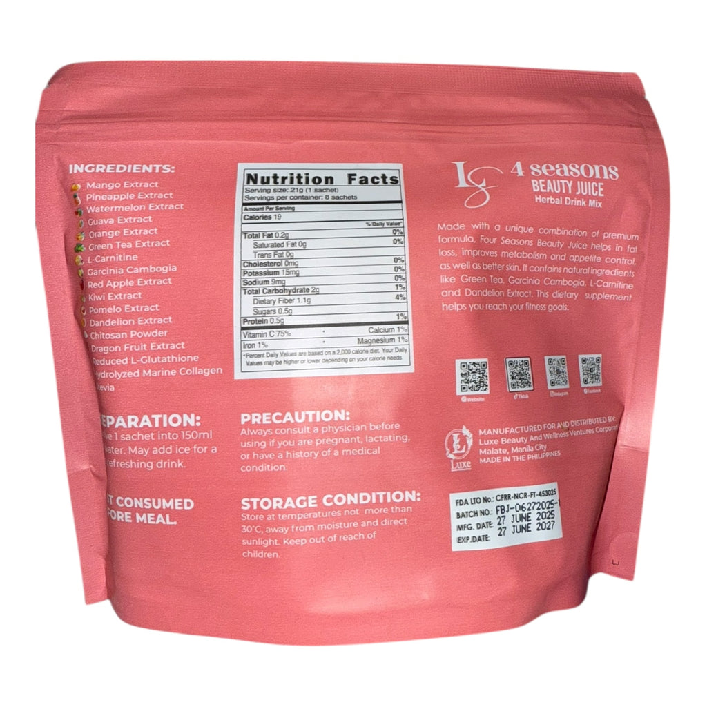 Luxe Slim - 4 Seasons Beauty Juice 8 x 21g ( POUCH )
