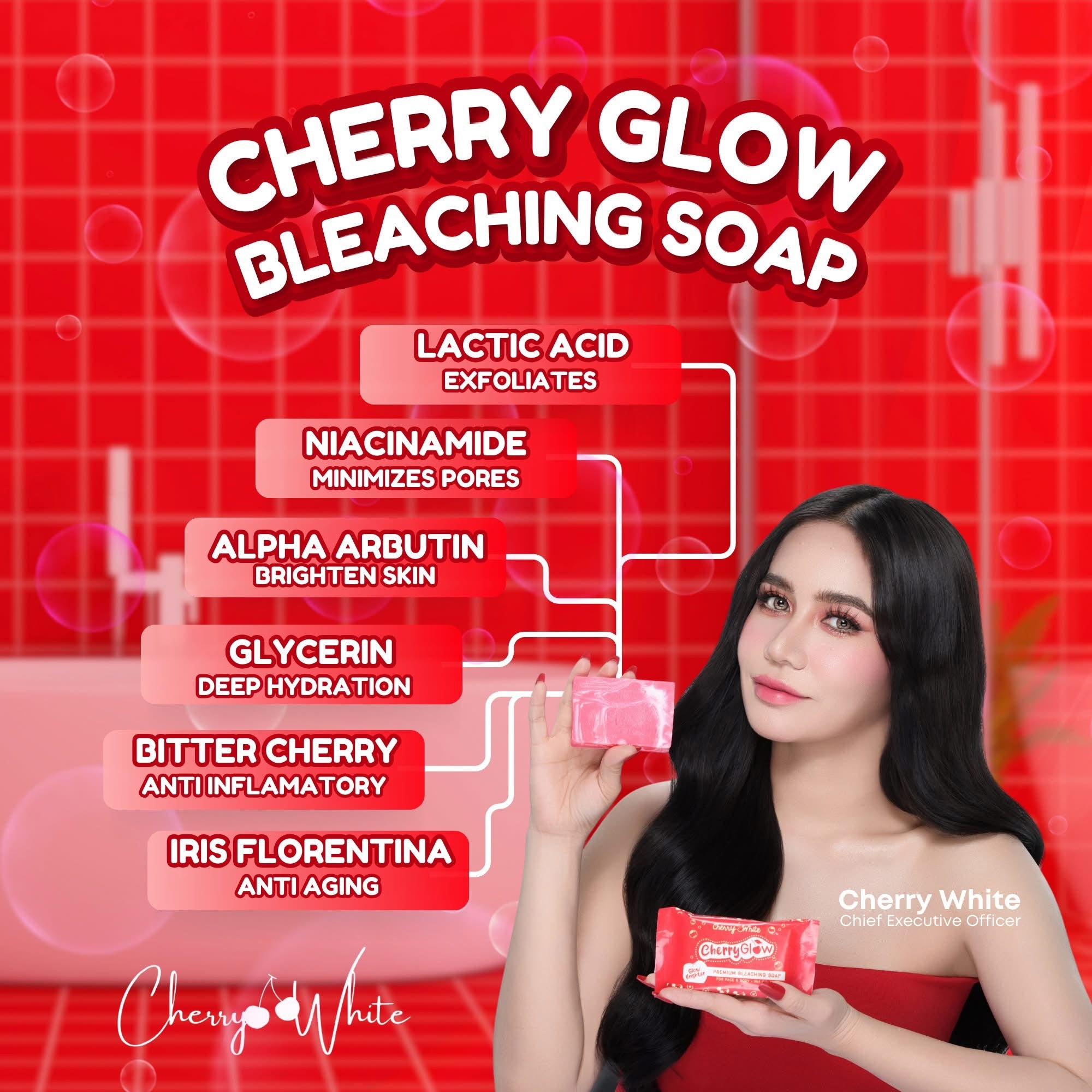 CHERRY GLOW - Cherry White Bleaching Soap 5 pcs in 1 pack