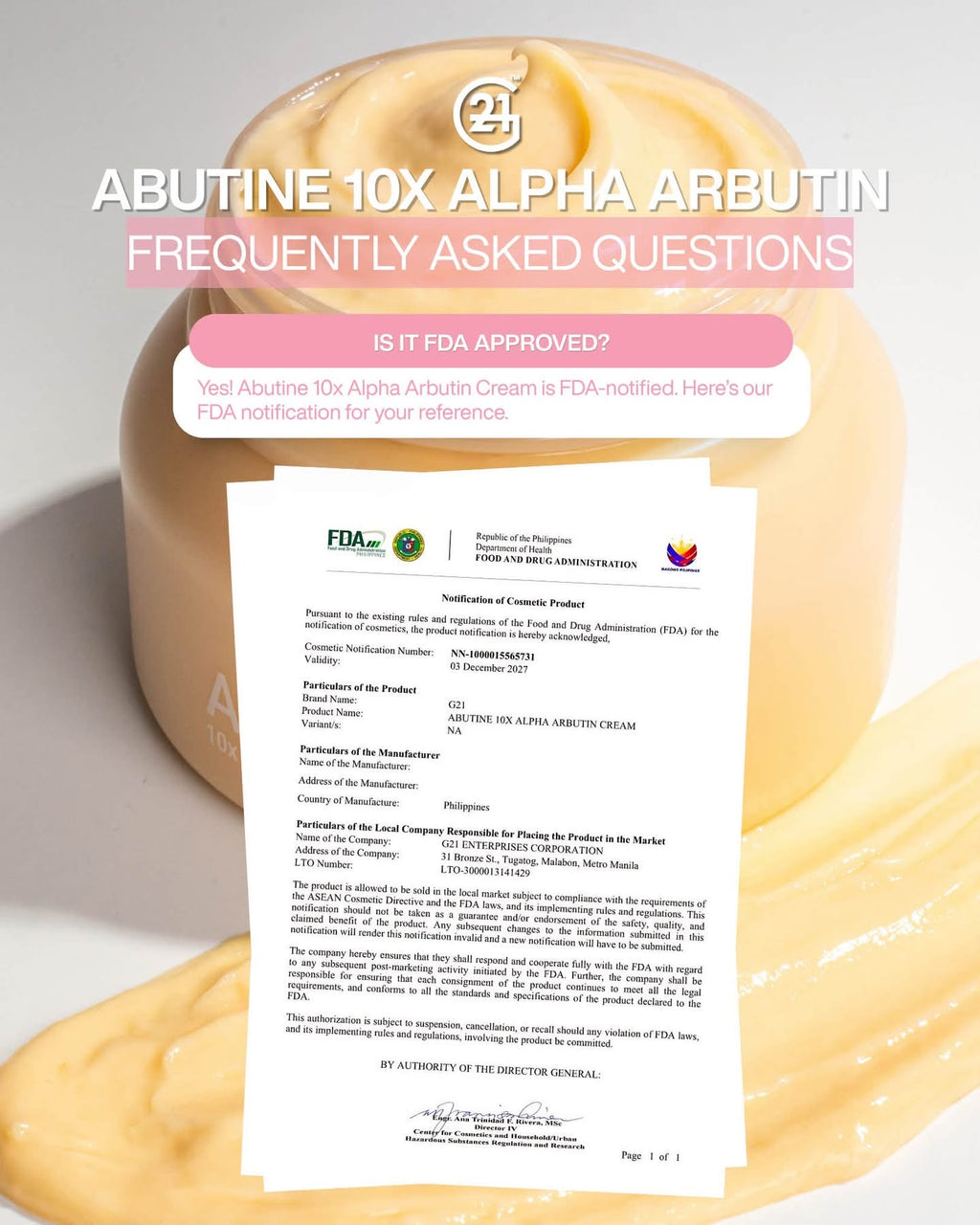 G21 - Abutine 10x Alpha Arbutin Cream 200g