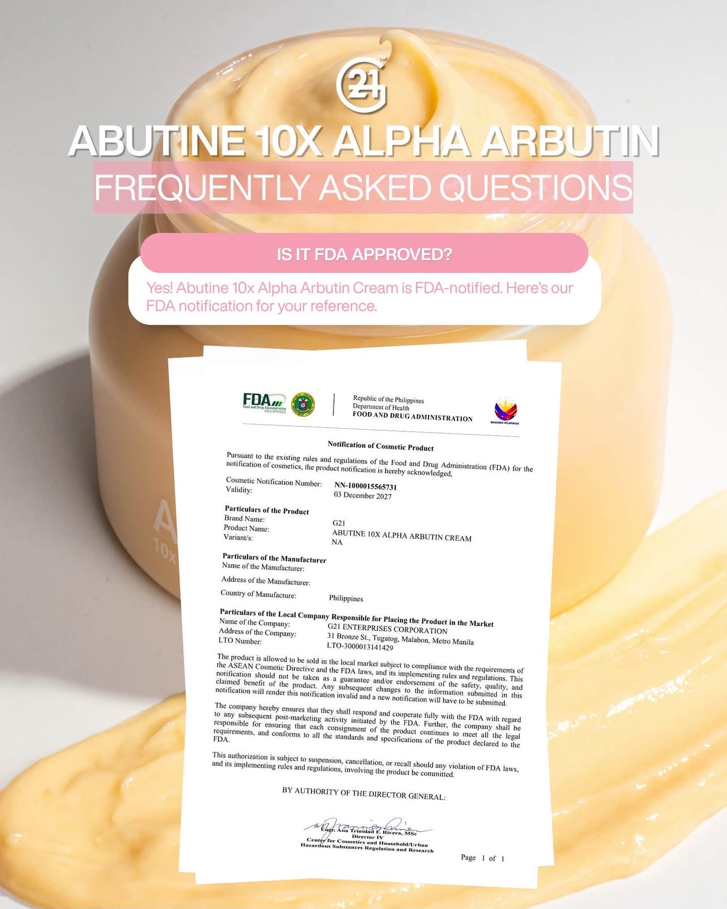 G21 - Abutine 10x Alpha Arbutin Cream 200g