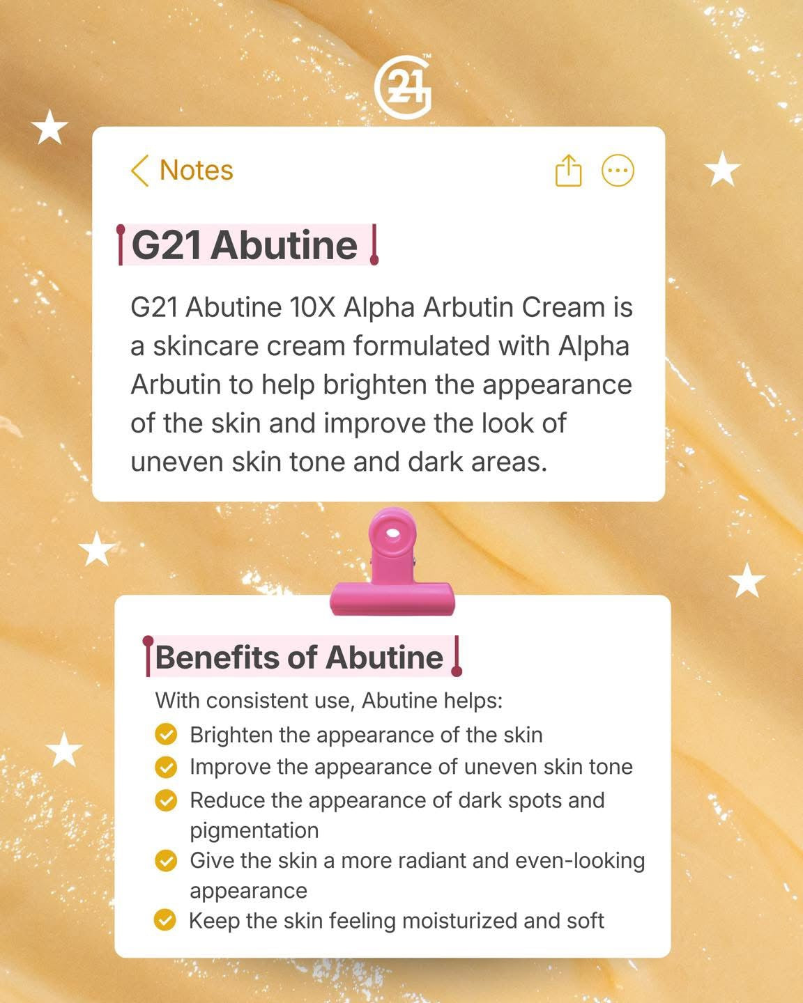 G21 - Abutine 10x Alpha Arbutin Cream 200g