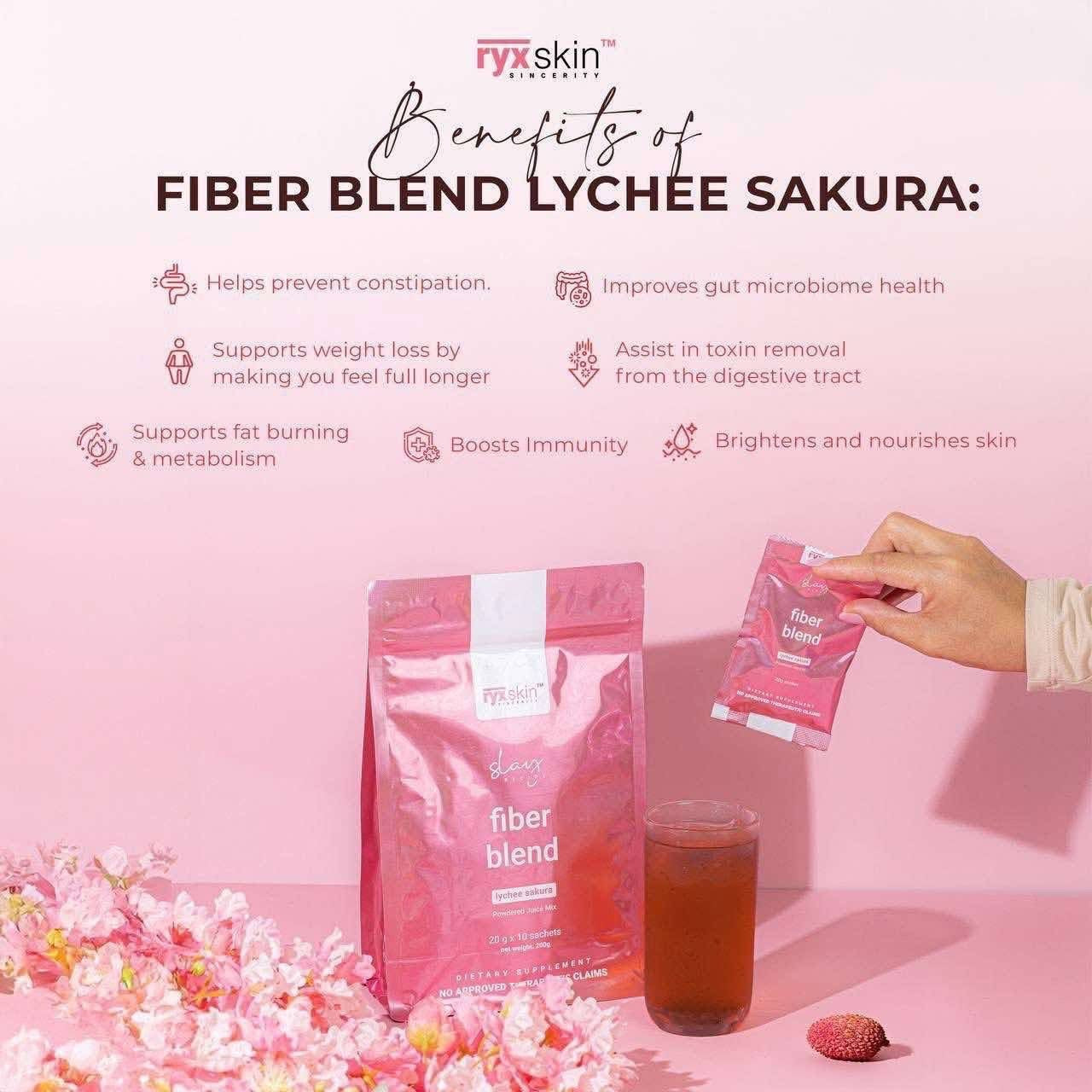 Ryx Skin - Fiber Blend LYCHEE Sakura Powdered Juice Mix  200g ( LYCHEE )