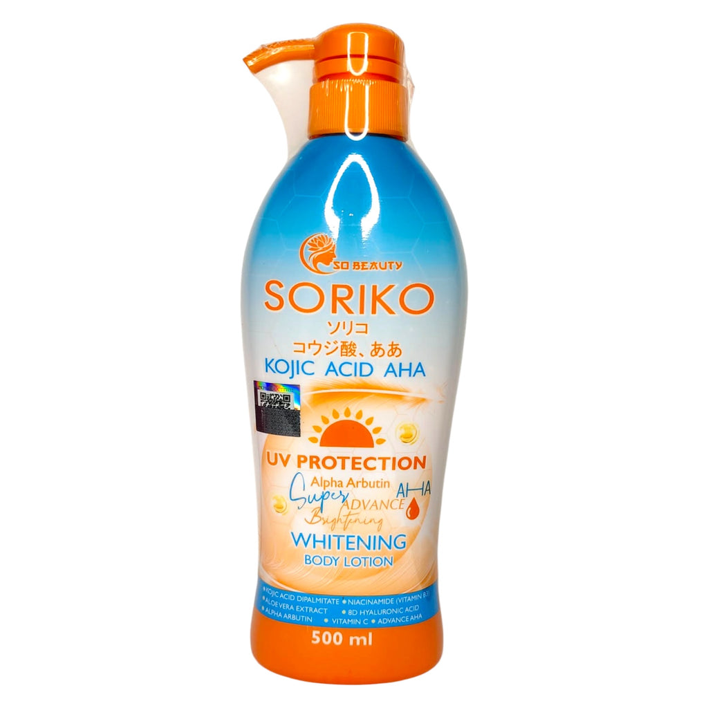 Soriko - Kojic Acid AHA UV Protection Alpha Arbutin Super Advance Brightening Whitening Body Lotion-500ml