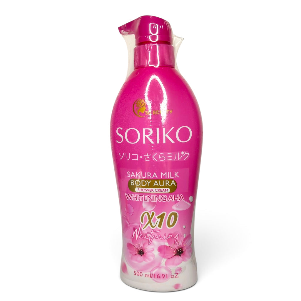 Soriko  - Sakura Milk Body Aura Shower Cream Whitening AHA X10 Whitening- 500ml