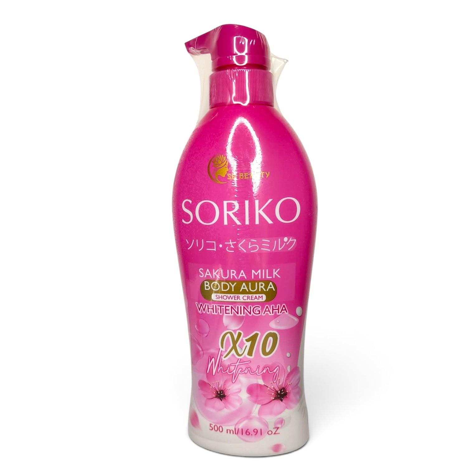 Soriko  - Sakura Milk Body Aura Shower Cream Whitening AHA X10 Whitening- 500ml