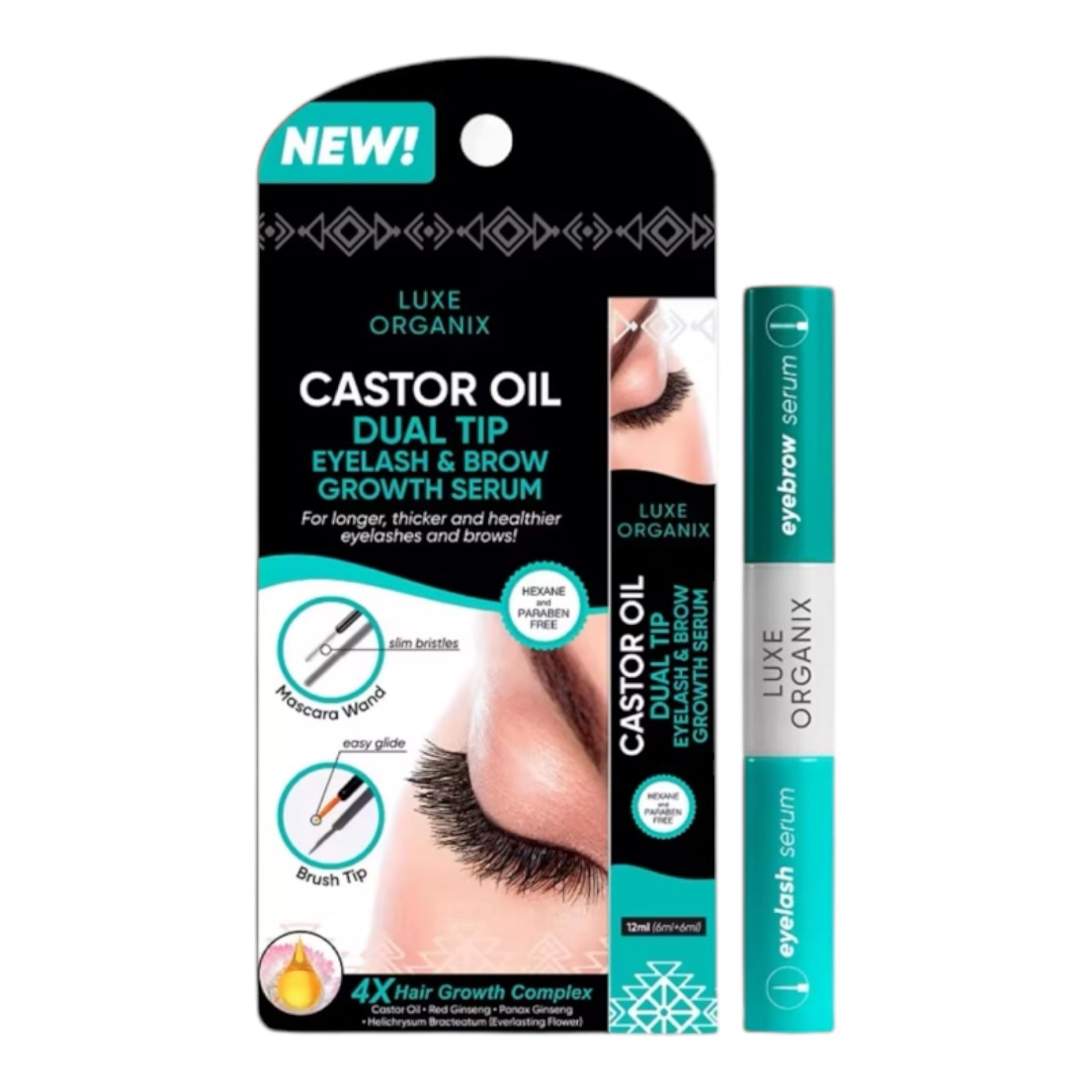 Luxe Organix - Castor Oil Dual Tip Eyelash and Brow Growth Serum 12 ml