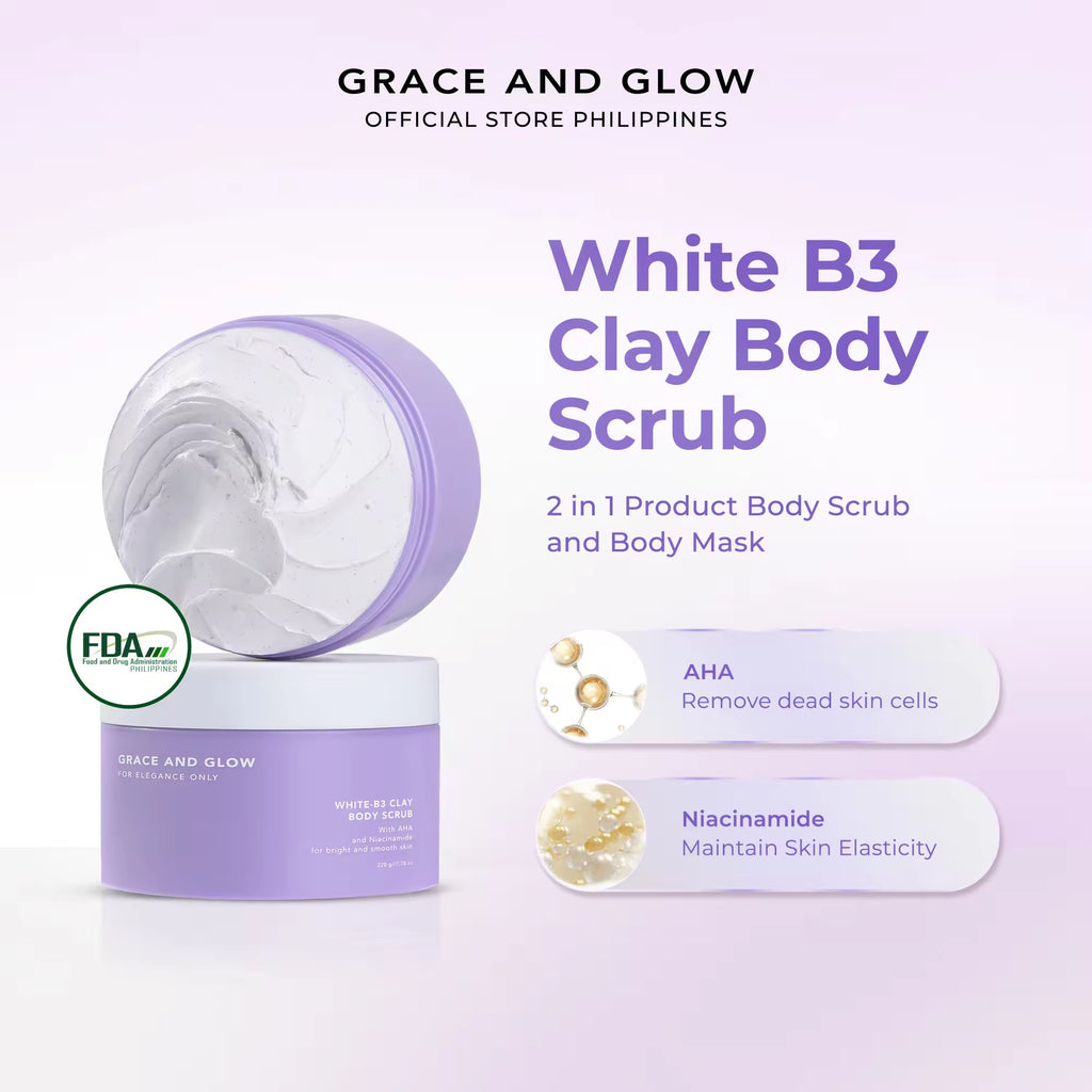 Grace and Glow - White B3 Clay Body Scrub 220g