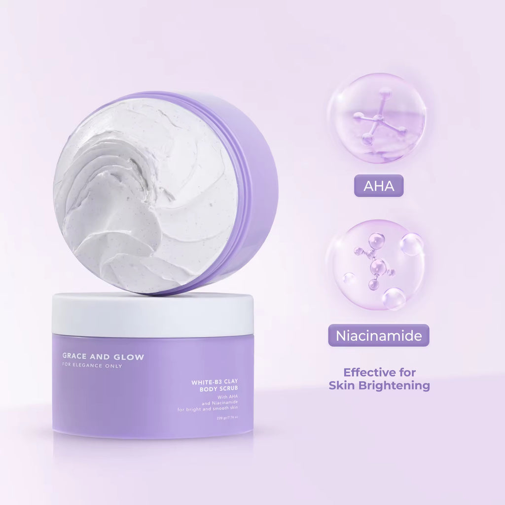 Grace and Glow - White B3 Clay Body Scrub 220g