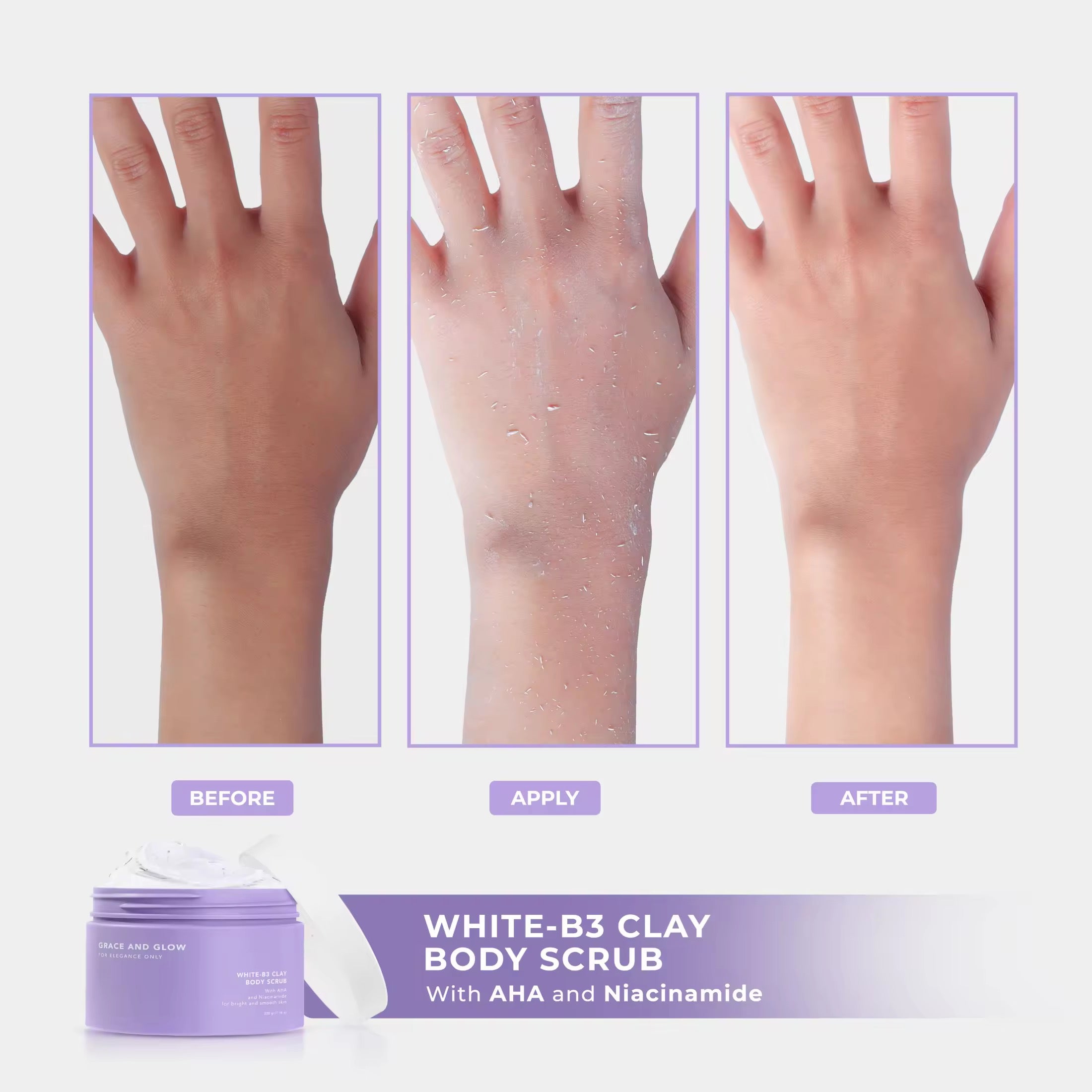 Grace and Glow - White B3 Clay Body Scrub 220g