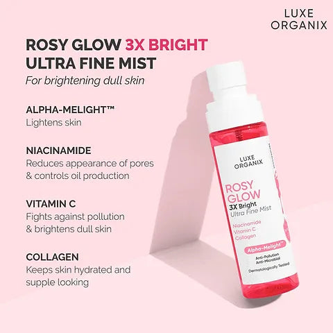 Luxe Organix - ROSY GLOW  3x Bright Ultra Fine Mist 80ml ( pink )