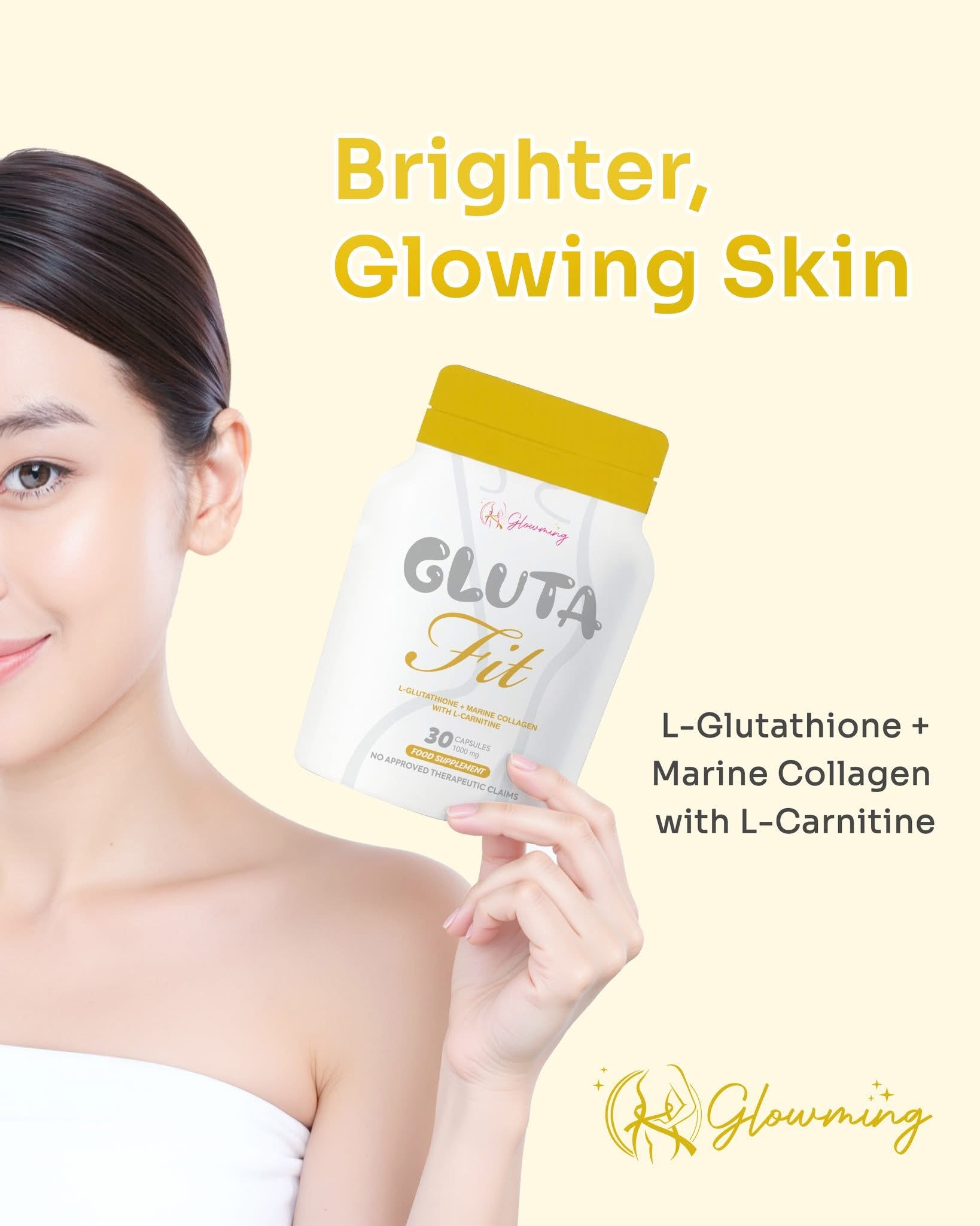 Glowming - Gluta Fit L-Glutathione + Marine Collagen with L-Carnitine - 30 Capsules 1000mg
