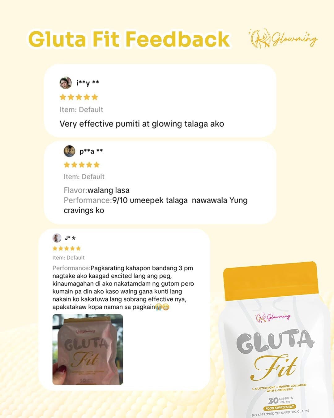 Glowming - Gluta Fit L-Glutathione + Marine Collagen with L-Carnitine - 30 Capsules 1000mg