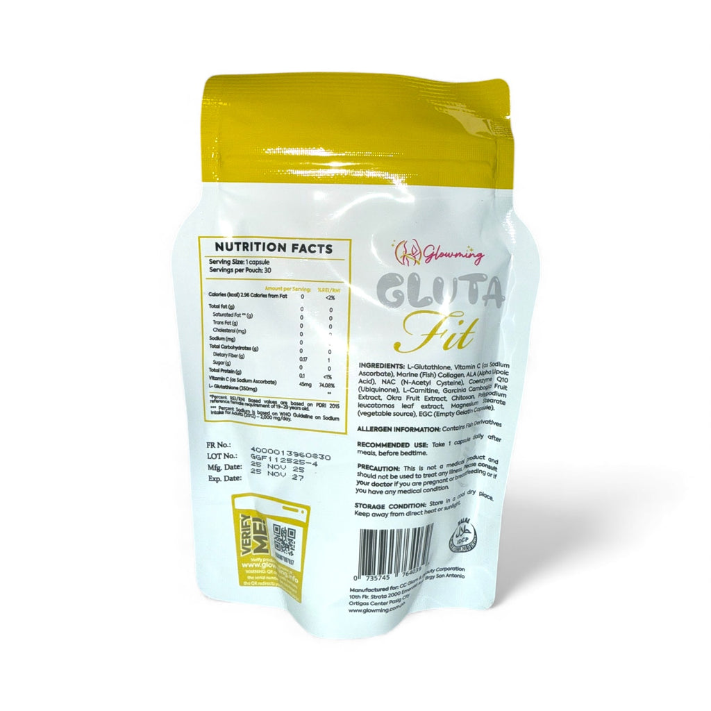 Glowming - Gluta Fit L-Glutathione + Marine Collagen with L-Carnitine - 30 Capsules 1000mg