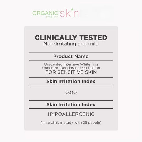Organic Skin - Intensive Whitening for Sensitive skin “FRAGRANCE FREE” Deo 40ml