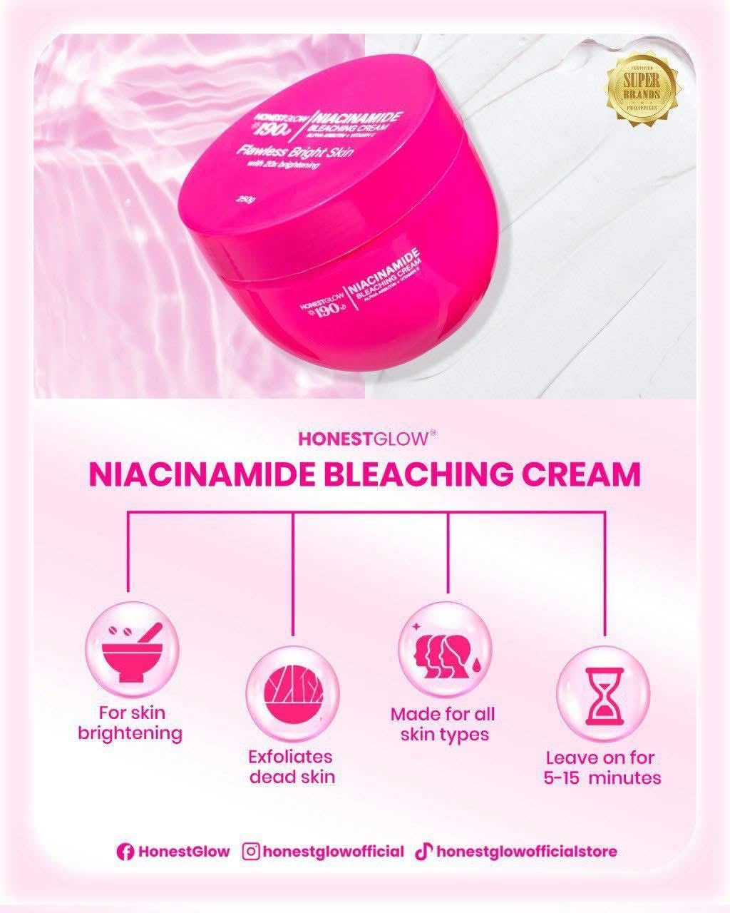 Honest Glow - 190 Niacinamide Bleaching Cream 250g