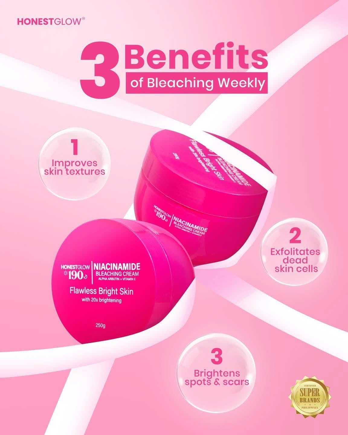 Honest Glow - 190 Niacinamide Bleaching Cream 250g