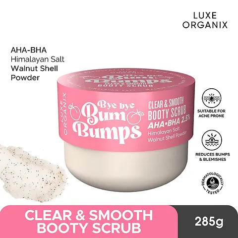 LUXE ORGANIX - Bye Bye BUM BUMPS - Clear and Smooth Booty Scrub 285g ( pink )