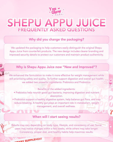 You Glow Babe - SHEPU APPU NEW AND IMPROVED JUICE 150g  ( new formula with probiotic and prebiotic )
