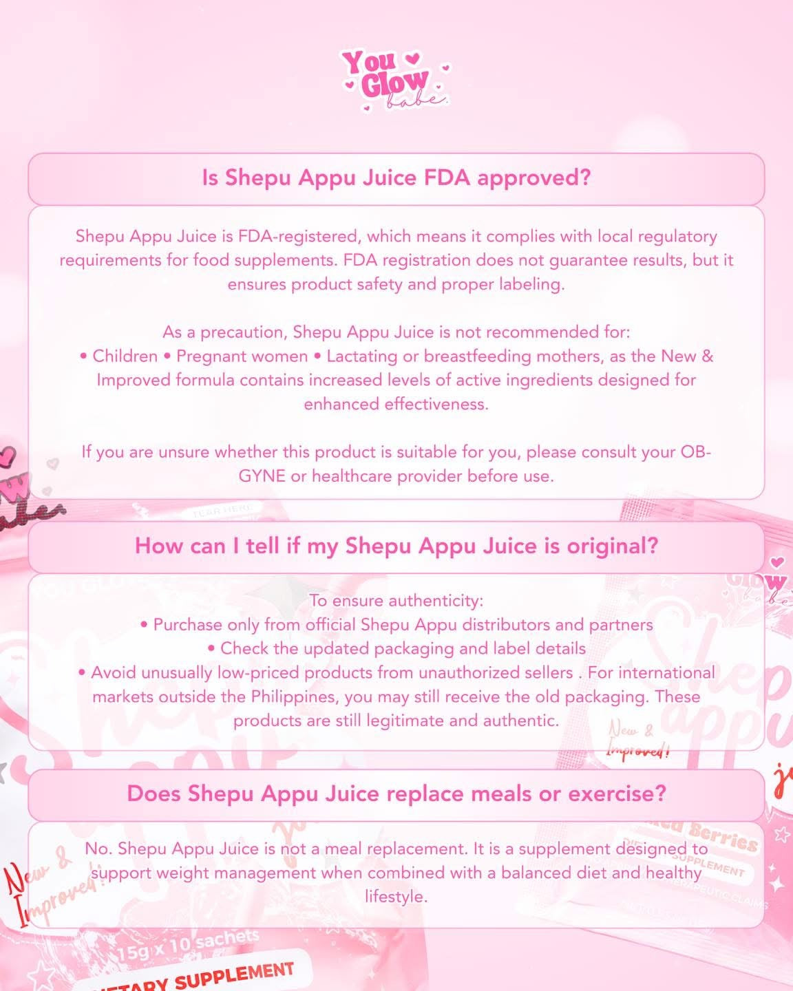 You Glow Babe - SHEPU APPU NEW AND IMPROVED JUICE 150g  ( new formula with probiotic and prebiotic )