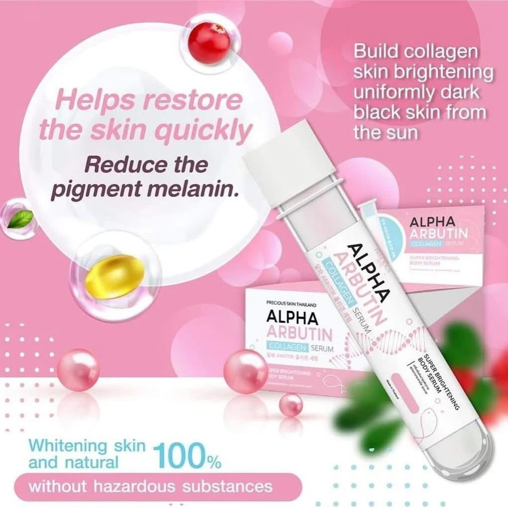 Precious Skin - Alpha Arbutin Collagen Body Serum - Super Brightening Body Serum 45ml  ( PINK LID )