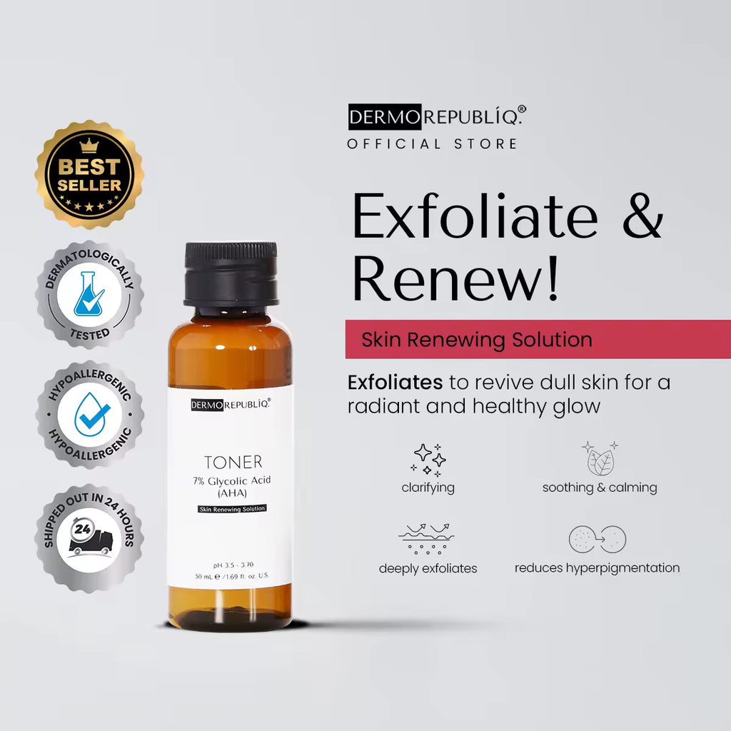 DERMOREPUBLIQ - TONER 7% Glycolic ( AHA ) Skin Renewing Solution ( TONER )