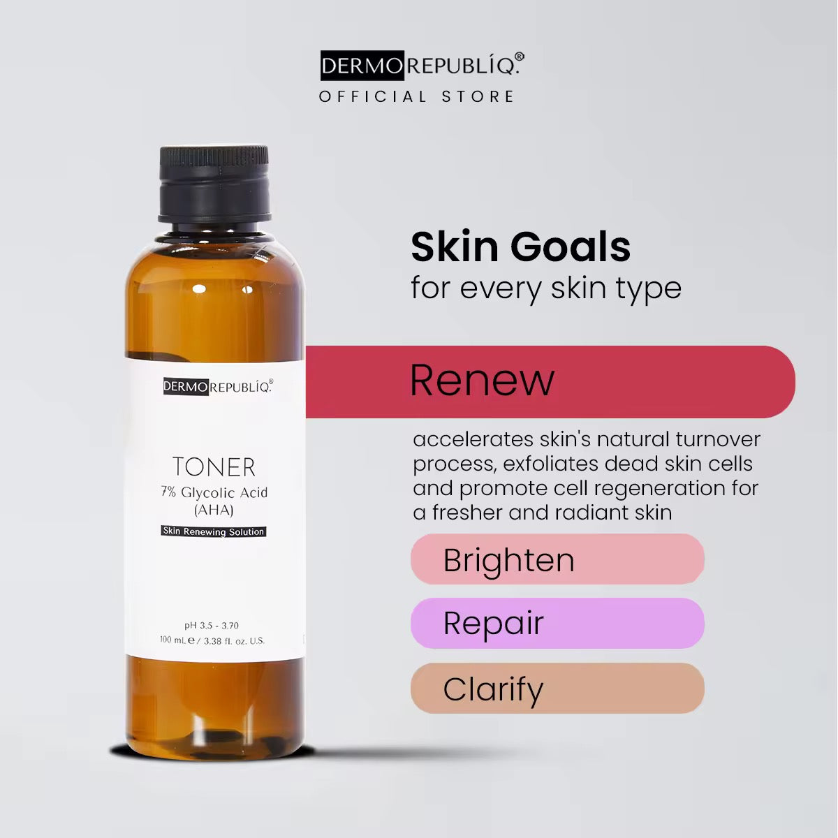 DERMOREPUBLIQ - TONER 7% Glycolic ( AHA ) Skin Renewing Solution ( TONER )