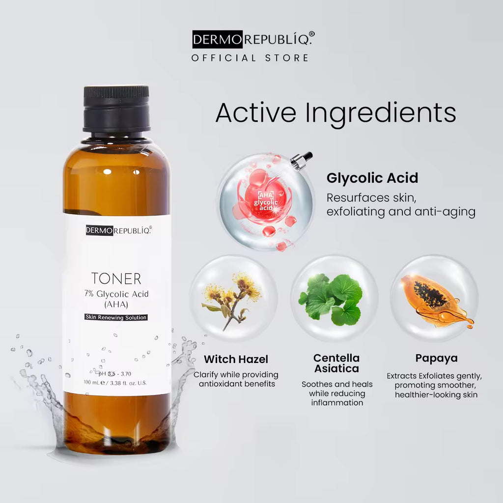 DERMOREPUBLIQ - TONER 7% Glycolic ( AHA ) Skin Renewing Solution ( TONER )