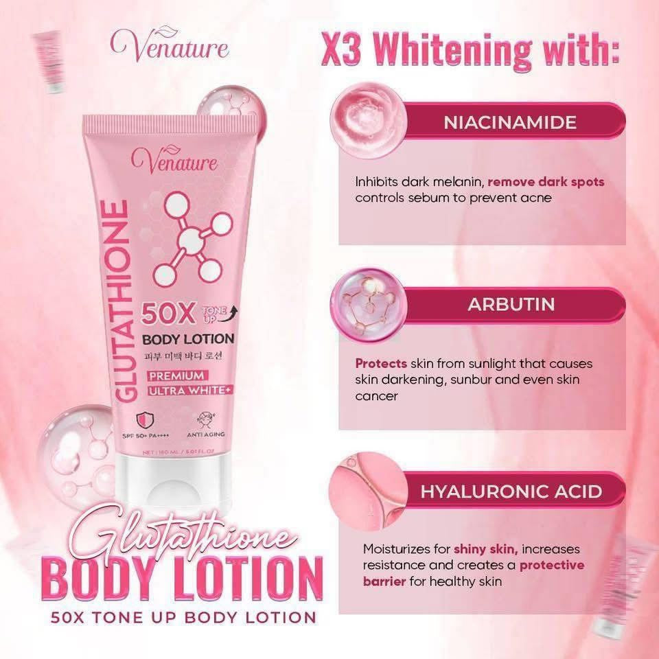 Venature - Glutathione 50X Body Lotion - Premium Ultra White SPF 50+ PA++++ 150 ml Venature - Glutathione 50X Body Lotion - Premium Ultra White SPF 50+ PA++++ 150 ml