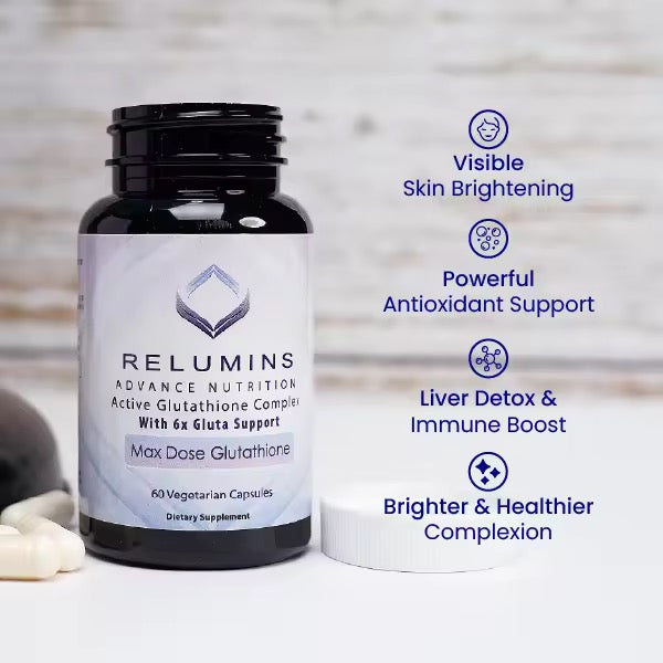 Relumins - Advance Nutrition - Active Glutathione Complex w/ 6x Gluta Support “Max Dose Glutathione” - 60 capsule