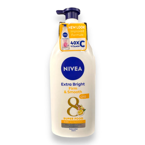 Nivea Extra Bright  - Firm & Smooth with Q10 - 8 Super Food 40X Vitamin C - 550 ML