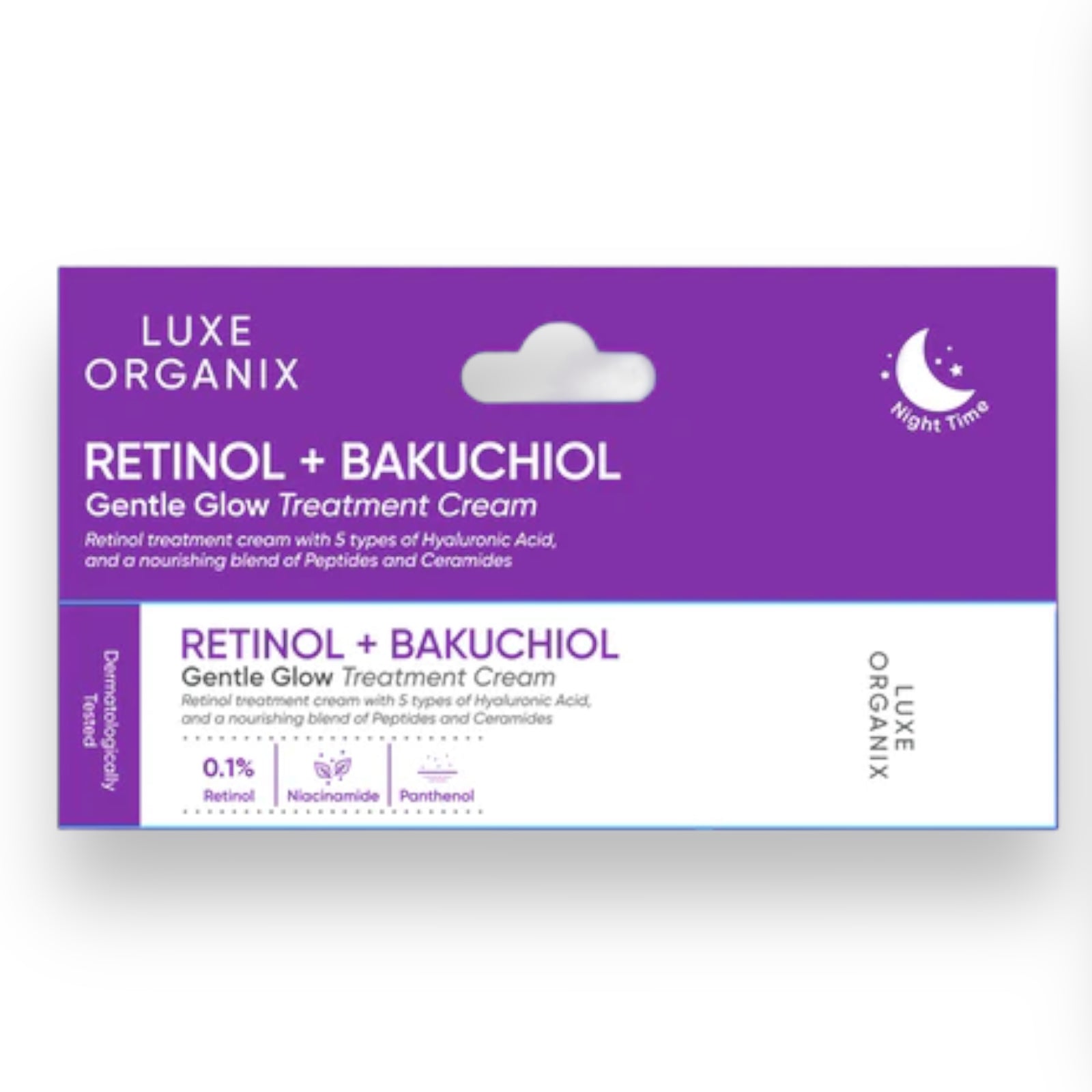 Luxe Organix Retinol + Bakuchiol Overnight Glow Gentle Treatment Cream 30g