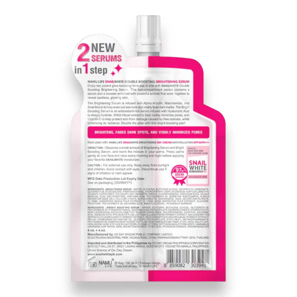 Snailwhite Double 2X Boosting Brightening Serum 4 ML + 4 ML ( SACHET PINK )
