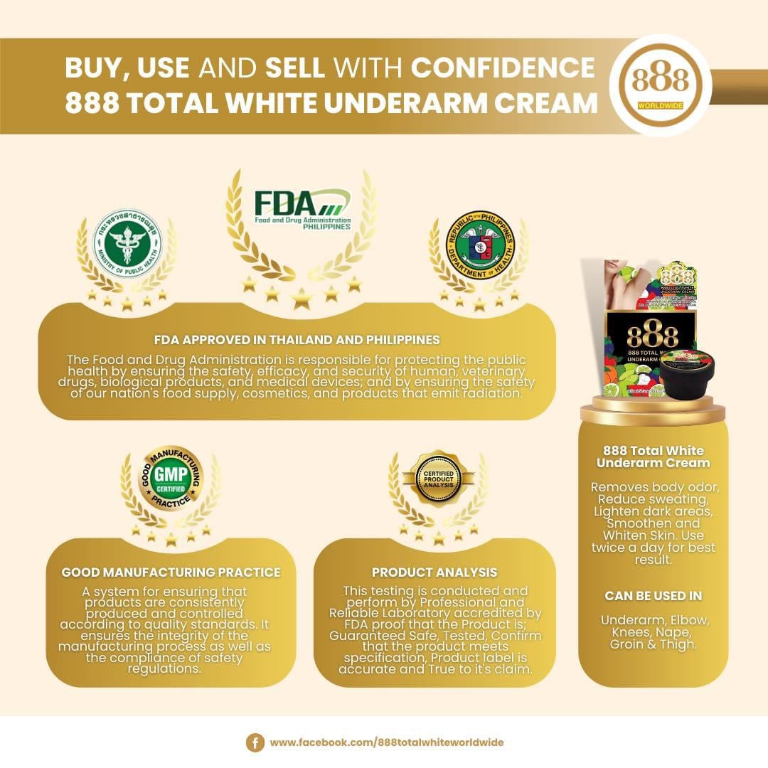 888 Total Whitening Underarm Cream 35g - BLACK