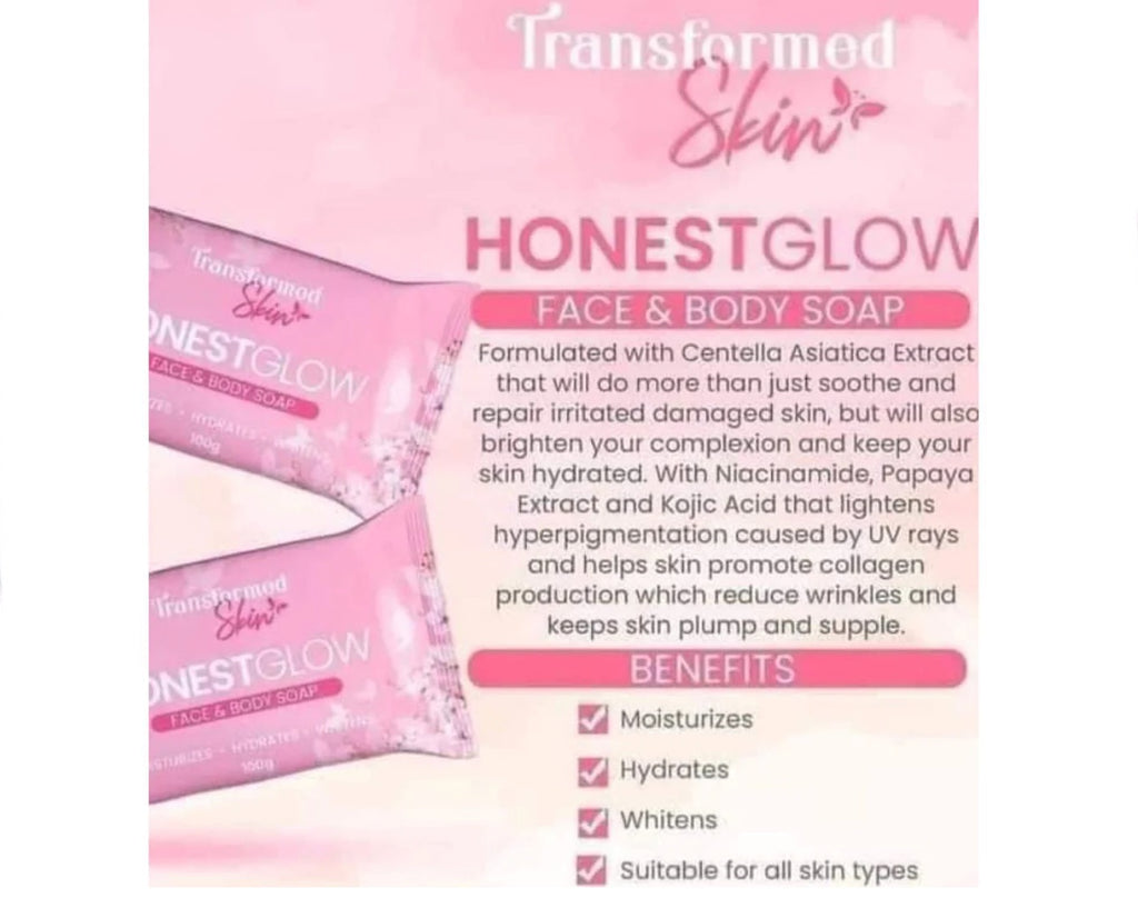 Transformed Skin - Honest Glow Face & Body Soap 90g ( PINK )