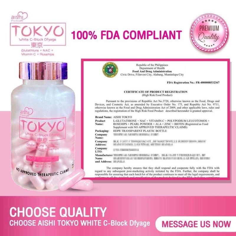 Aishi - TOKYO White C-Block Dfyage - Glutathione 60 Capsule - My Care Kits