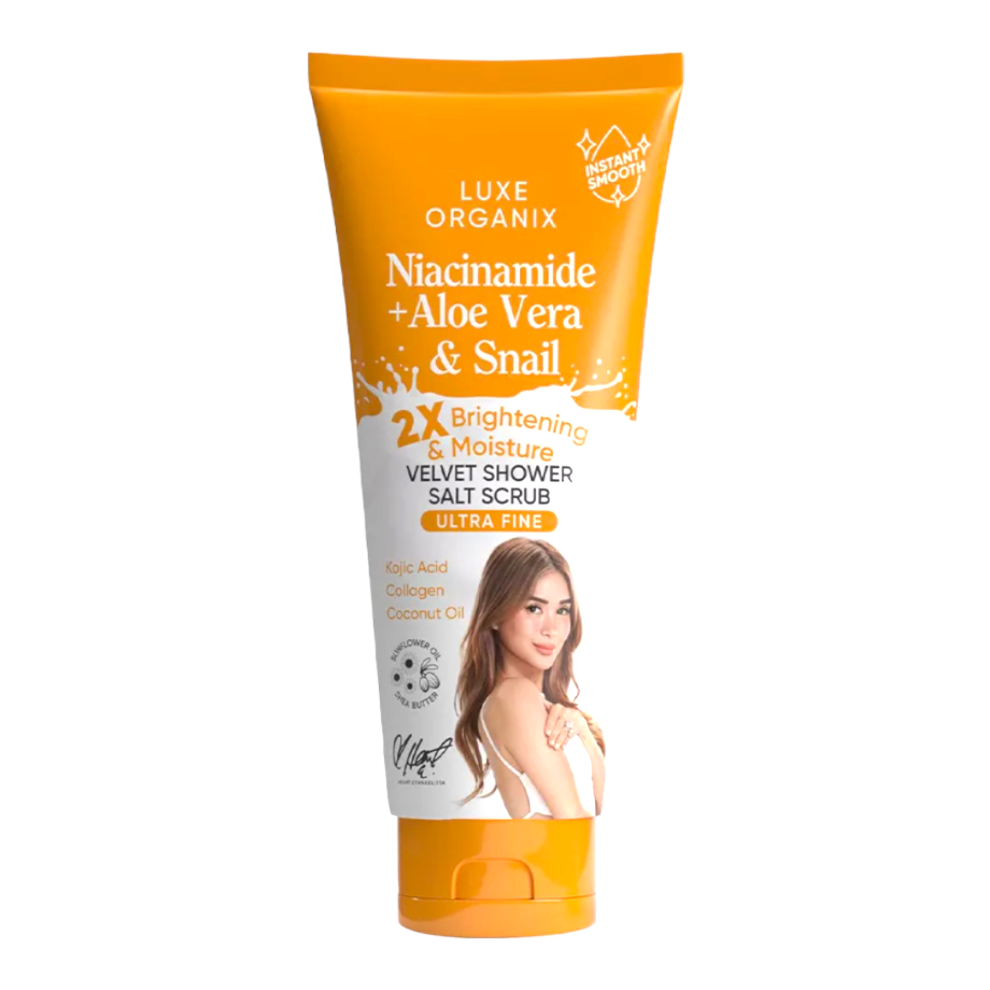 LUXE ORGANIX Niacinamide + Aloe Vera & Snail Velvet Shower Salt Scrub 320g - ( YELLOW ) - My Care Kits