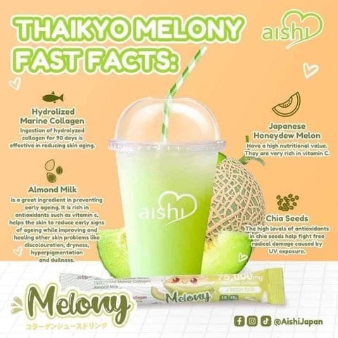 Aishi - Melony Collagen Booster Drink 15 x 18g - Green - Melon