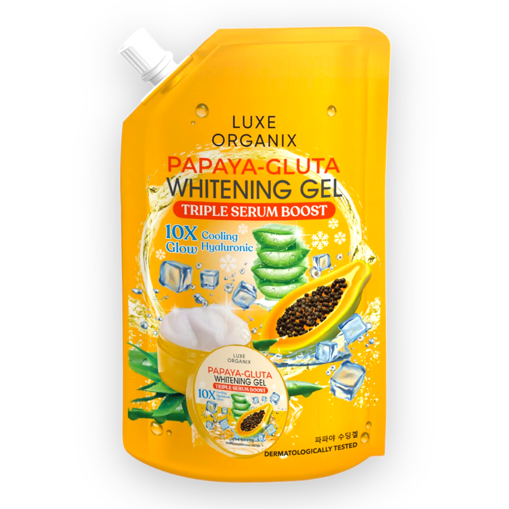 Luxe Organix - Papaya GLUta Whitening Gel - Triple Serum Boost - 10X Glow Cooling Hyaluronic - 200ml - My Care Kits