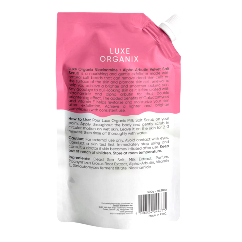 LUXE ORGANIX - Niacinamide + Alpha Arbutin Velvet Salt Scrub Double Brightening 300G - ( PINK ) - My Care Kits