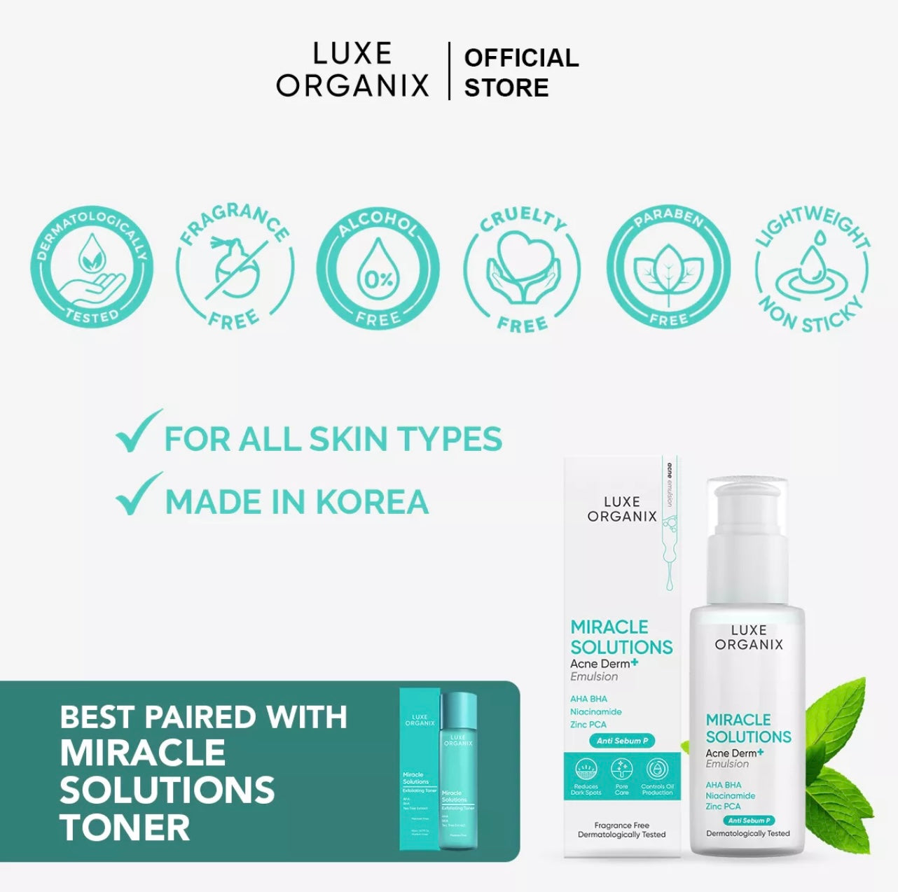 Luxe Organix - AHA - BHA Miracle Solutions Emulsion 80ml - My Care Kits
