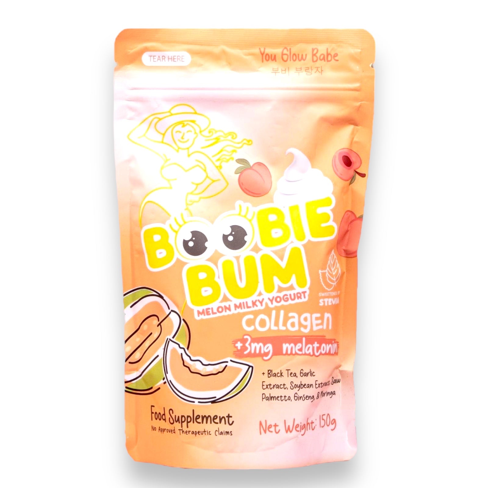 You Glow Babe - BOOBIE BUM - Melon Milky Yogurt Collagen Powder Mix Drink 150g