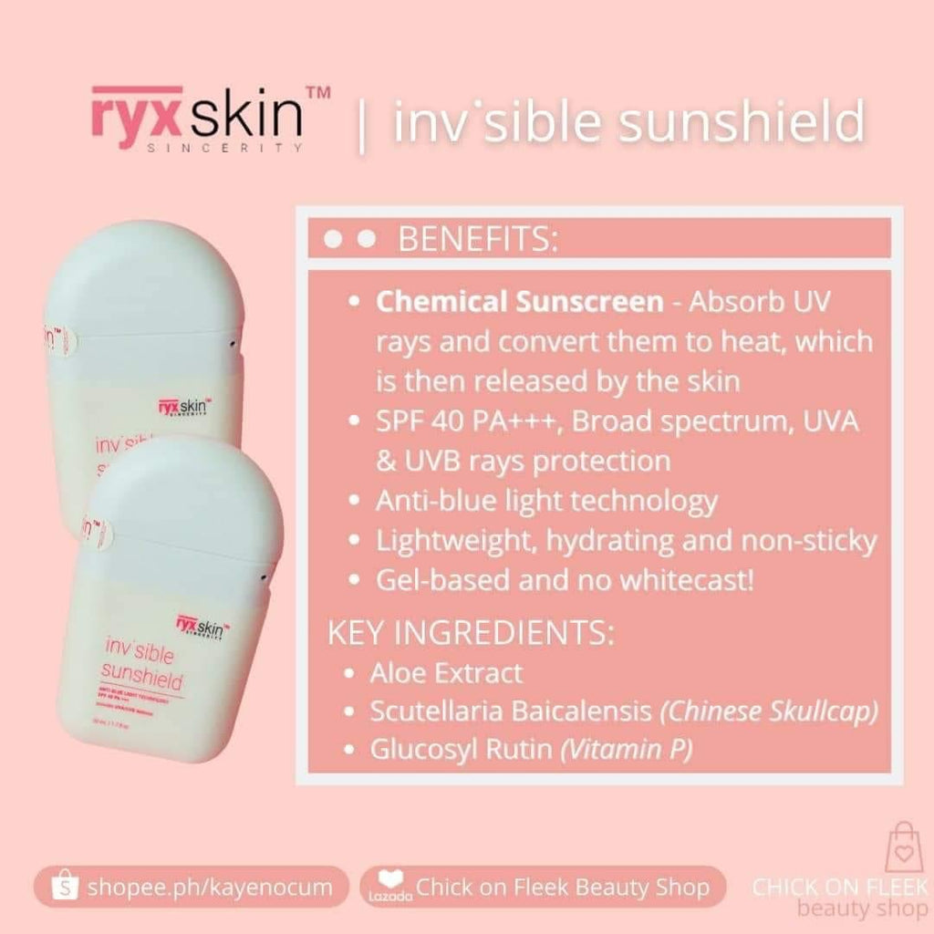 Ryx Skin Invisible Sunshield / Sunscreen 50ml - My Care Kits
