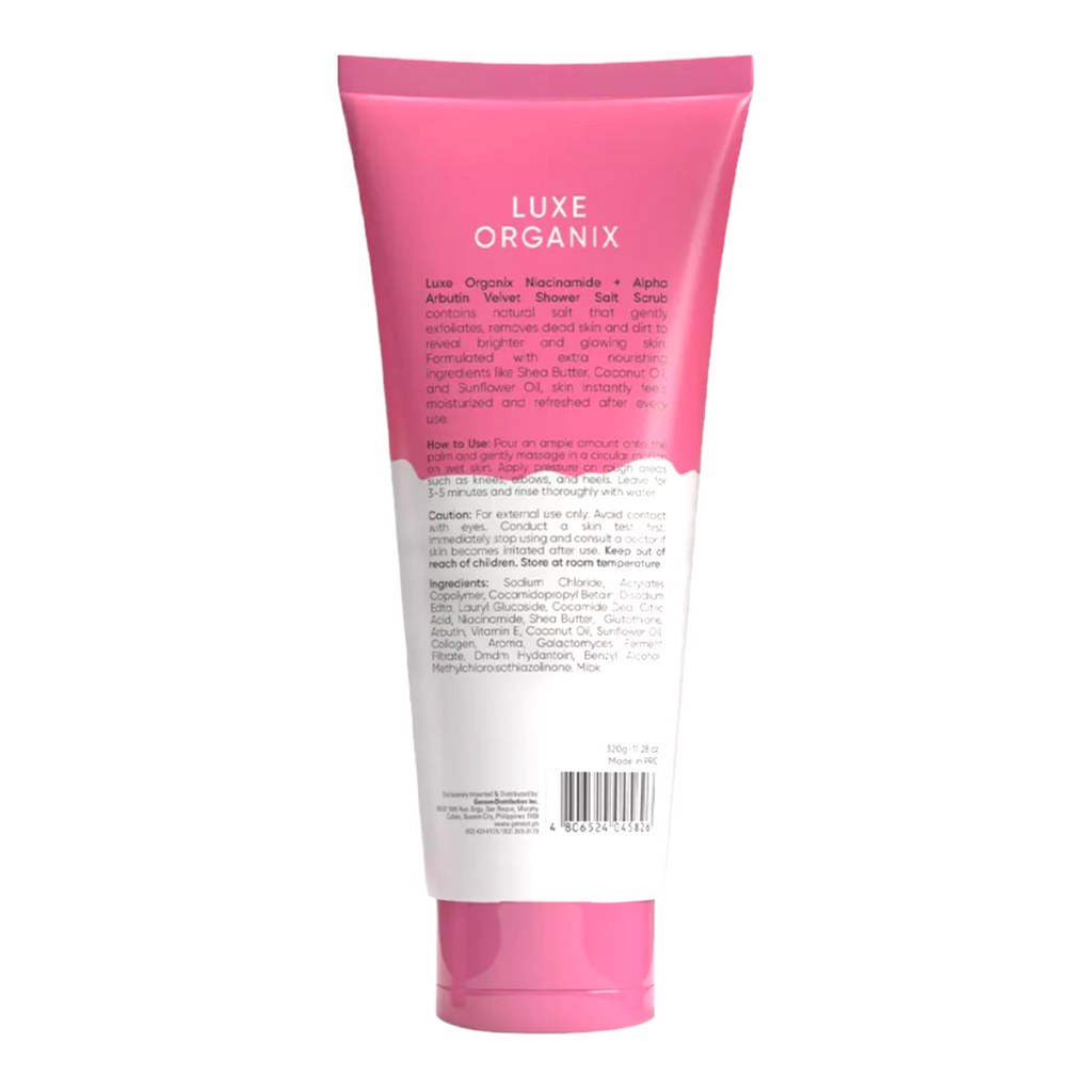 LUXE ORGANIX LUXE ORGANIX Niacinamide + Alpha Arbutin 3X Whitening - Velvet Shower Salt Scrub 320g - ( PINK ) - My Care Kits