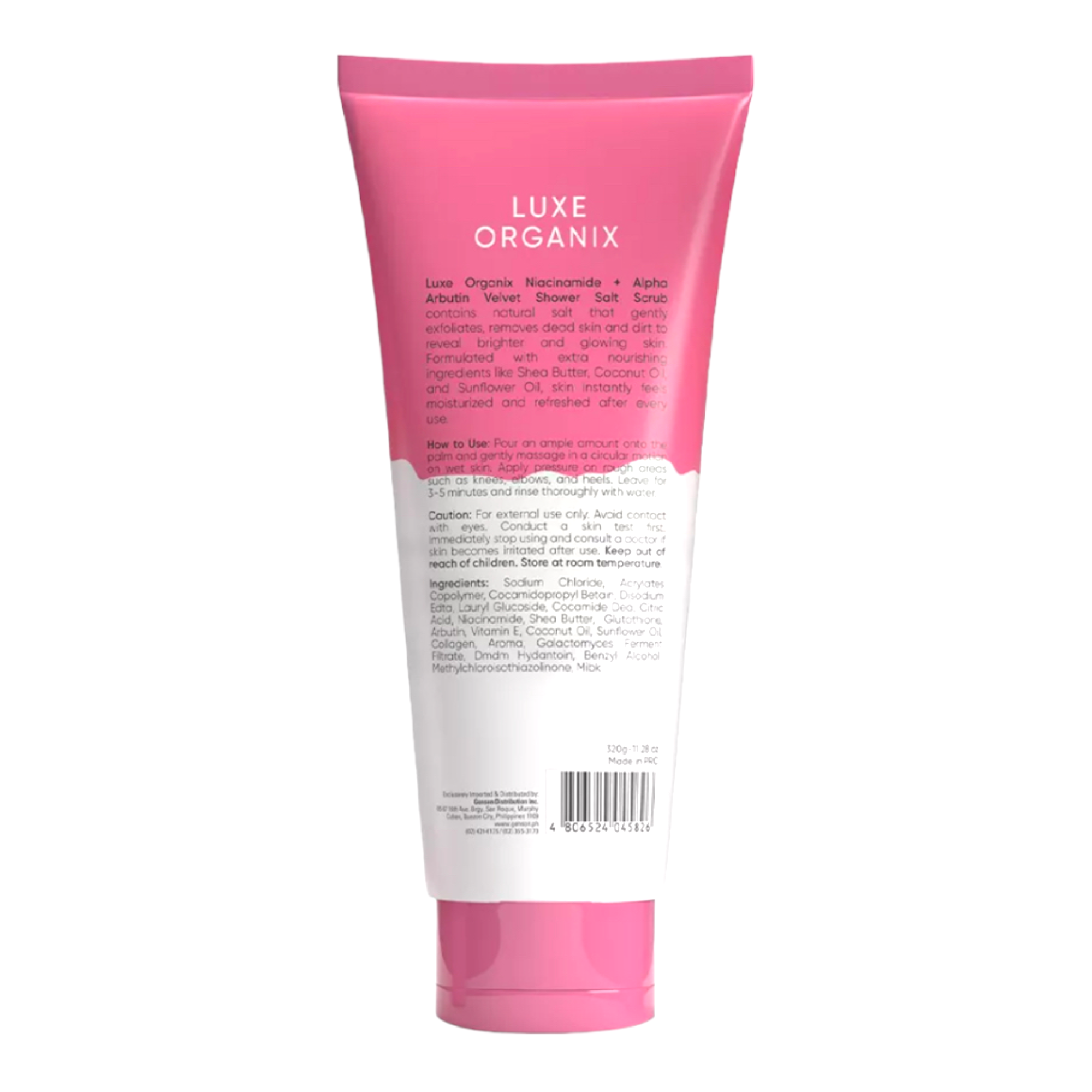 LUXE ORGANIX LUXE ORGANIX Niacinamide + Alpha Arbutin 3X Whitening - Velvet Shower Salt Scrub 320g - ( PINK ) - My Care Kits