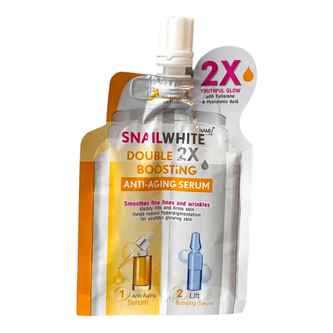 Snailwhite - Double Boosting Anti - Aging Serum 4ml + 4ml ( Yellow SACHET )