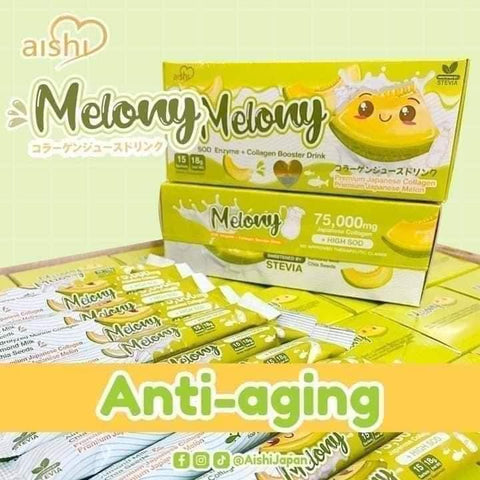 Aishi - Melony Collagen Booster Drink 15 x 18g - Green - Melon